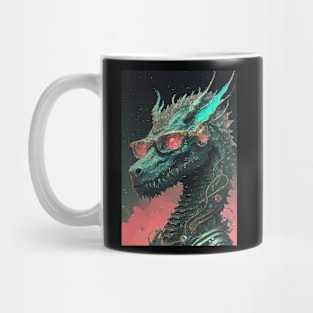 Cyberpunk Glitch Dragon Mug